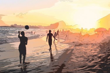 Arte digitale intitolato "Beach Volleyball" da Jack Cash Jr, Opera d'arte originale, Pittura digitale