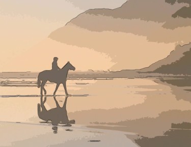 Arte digitale intitolato "Riding On The Beach" da Jack Cash Jr, Opera d'arte originale, Pittura digitale