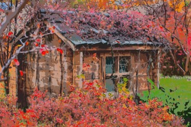 Digital Arts titled "Old Cabin 3" by Jack Cash Jr, Original Artwork, Digital Painting