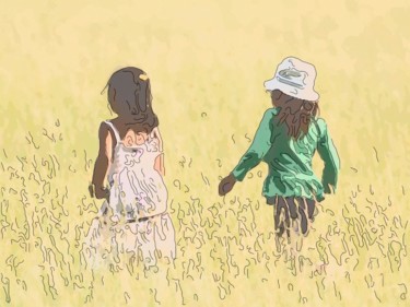 Digital Arts titled "Walking In A Wheat…" by Jack Cash Jr, Original Artwork, Digital Painting
