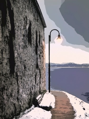Digital Arts titled "A Path By The Lake" by Jack Cash Jr, Original Artwork, Digital Painting