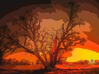 Digital Arts titled "Ancient Tree At Sun…" by Jack Cash Jr, Original Artwork, Digital Painting