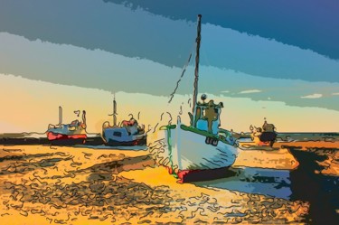 Arts numériques intitulée "Shrimp Boats" par Jack Cash Jr, Œuvre d'art originale, Peinture numérique