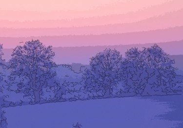 Digital Arts titled "Trees In Winter 3" by Jack Cash Jr, Original Artwork, Digital Painting