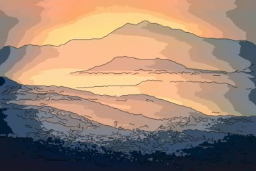 Digital Arts titled "Smokey Mountain Sun…" by Jack Cash Jr, Original Artwork, Digital Painting