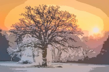 Digital Arts titled "A Tree In Winter 3" by Jack Cash Jr, Original Artwork, Digital Painting