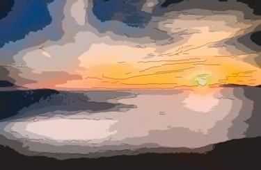 Digital Arts titled "Smokey Mountain Sun…" by Jack Cash Jr, Original Artwork, Digital Painting