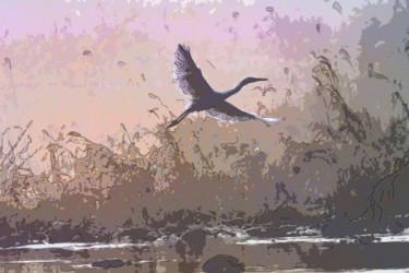 Arte digitale intitolato "Blue Heron" da Jack Cash Jr, Opera d'arte originale, Pittura digitale