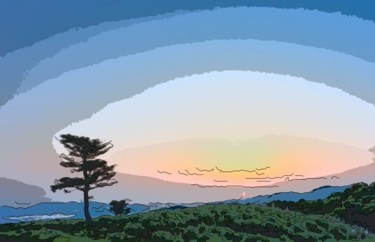 Digital Arts titled "Sunrise Over The Bay" by Jack Cash Jr, Original Artwork, Digital Painting