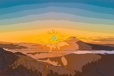 Digital Arts titled "Golden Sunrise 3" by Jack Cash Jr, Original Artwork, Digital Painting