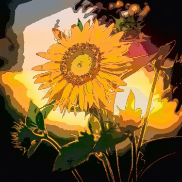 Digital Arts titled "Sunflower 4" by Jack Cash Jr, Original Artwork, Digital Painting