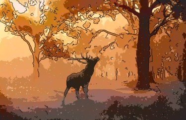 Digital Arts titled "Deer" by Jack Cash Jr, Original Artwork, Digital Painting