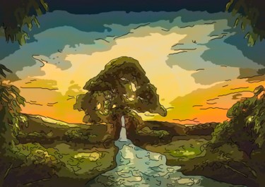 Arte digitale intitolato "The Tree Of Life 3" da Jack Cash Jr, Opera d'arte originale, Pittura digitale