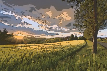 Digital Arts titled "Country Lane 3" by Jack Cash Jr, Original Artwork, Digital Painting