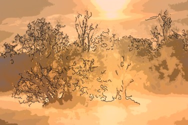 Arts numériques intitulée "Sunrise In The Swamp" par Jack Cash Jr, Œuvre d'art originale, Peinture numérique