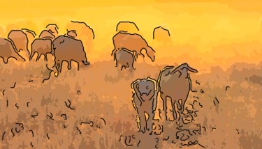数字艺术 标题为“Sheep In The Mist” 由Jack Cash Jr, 原创艺术品, 数字油画