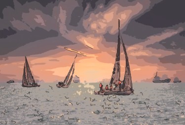 Digital Arts titled "Sail Away" by Jack Cash Jr, Original Artwork, Digital Painting