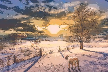 数字艺术 标题为“Country Sunrise” 由Jack Cash Jr, 原创艺术品, 数字油画