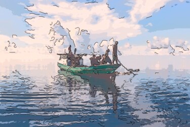 Arts numériques intitulée "Fishing Trip" par Jack Cash Jr, Œuvre d'art originale, Peinture numérique