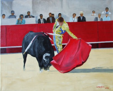 Painting titled "La corrida" by Kerfers, Original Artwork, Oil