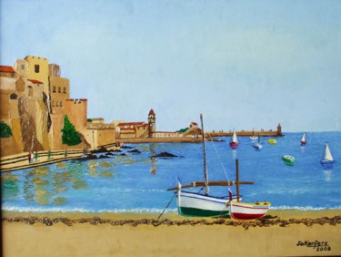 Painting titled "La plage de Colliou…" by Kerfers, Original Artwork, Oil