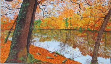 Painting titled "Paysage d'automne" by Kerfers, Original Artwork, Oil