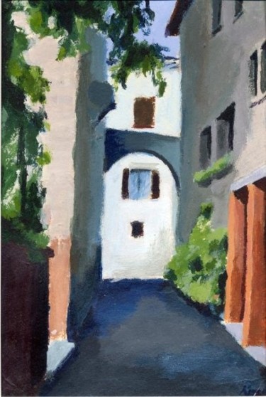 Painting titled "Montecastello Street" by Jeff Kiess, Original Artwork, Oil