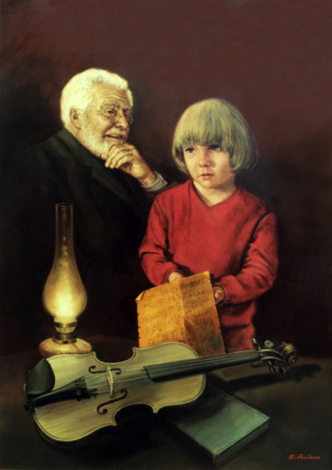 Pintura titulada "THE MUSICIAN" por Dimitrios Gonalakis, Obra de arte original, Oleo