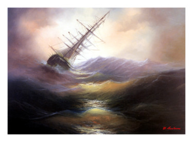 Painting titled "THE GREAT SHIPWRECK" by Dimitrios Gonalakis, Original Artwork, Oil