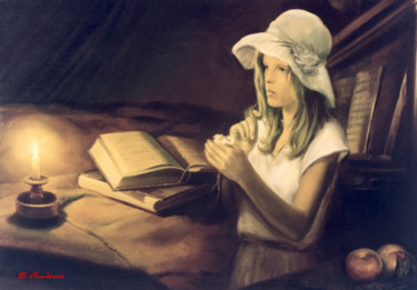 Painting titled "READING" by Dimitrios Gonalakis, Original Artwork, Oil