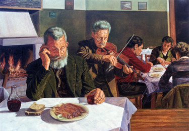 Painting titled "CRETA TAVERN" by Dimitrios Gonalakis, Original Artwork, Oil