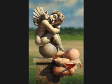 Malerei mit dem Titel "Angel with broken w…" von Jaroslaw Kukowski, Original-Kunstwerk