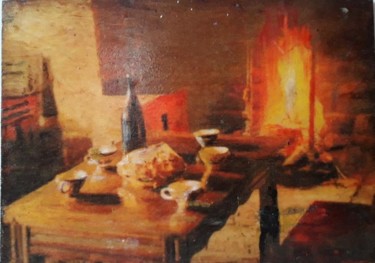 Peinture intitulée "Un soir à la campag…" par Jean Louis Biaujeaud, Œuvre d'art originale, Huile