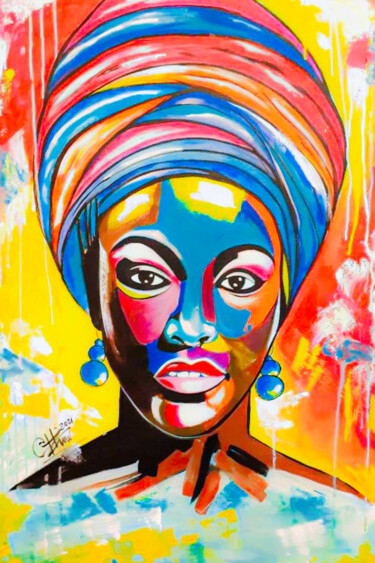 Painting titled "Africanamete" by Jl Pro Moda, Arte & Cultura, Original Artwork, Acrylic Mounted on Wood Stretcher frame