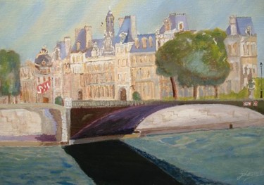 Peinture intitulée "Le pont d'Arcole" par Joel Lansel, Œuvre d'art originale, Acrylique