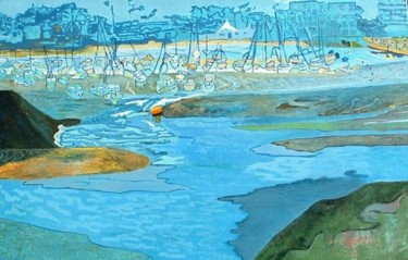 Painting titled "La marée bleue" by Joel Lansel, Original Artwork, Acrylic