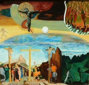 Painting titled "L'Ere chrétienne" by Joel Lansel, Original Artwork, Acrylic
