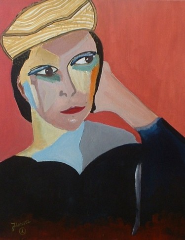 Painting titled "Regard" by Joel Lansel, Original Artwork, Acrylic