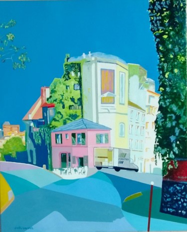 Peinture intitulée "Maison rose quartie…" par Joel Lansel, Œuvre d'art originale, Acrylique