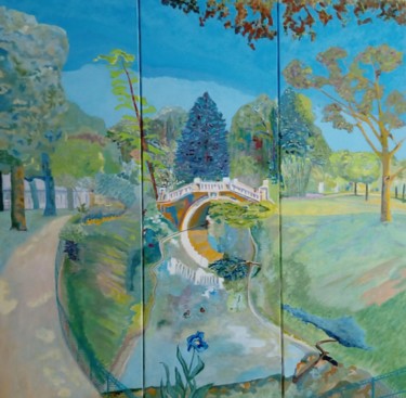 Peinture intitulée "Le pont du parc Mon…" par Joel Lansel, Œuvre d'art originale, Acrylique