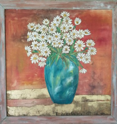 Painting titled "Bouquet de fleurs" by Cathy, Original Artwork, Acrylic Mounted on Wood Stretcher frame