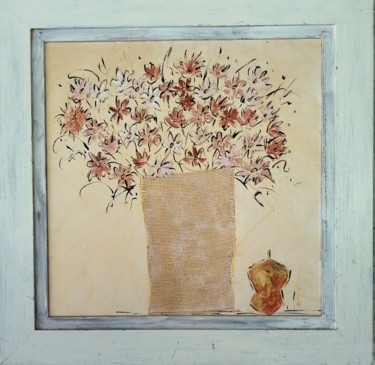 Schilderij getiteld "Bouquet de fleurs  4" door Cathy, Origineel Kunstwerk, Acryl Gemonteerd op Frame voor houten brancard