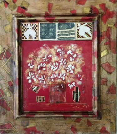 Painting titled "Bouquet de fleurs 4" by Cathy, Original Artwork, Acrylic Mounted on Wood Stretcher frame