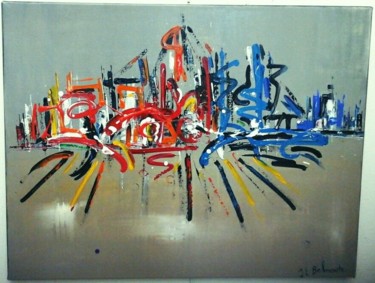 Malerei mit dem Titel "ville de lumière" von Jean Louis Belmonte, Original-Kunstwerk, Acryl