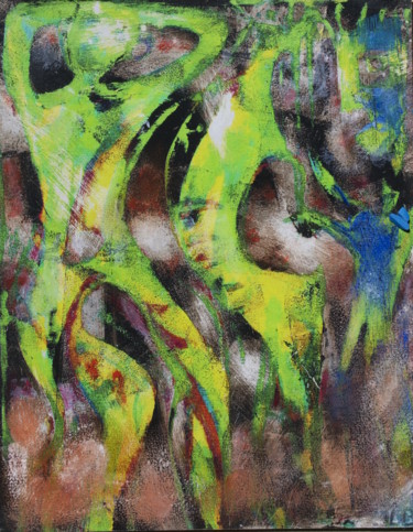 Peinture intitulée "geants-verts-23x30-…" par Jean-Louis Brunati, Œuvre d'art originale