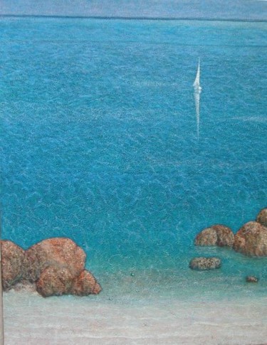 Painting titled "la voile blanche" by Jean-Louis Delmas, Original Artwork, Oil