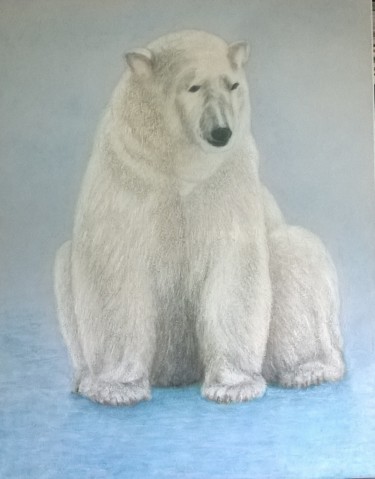 Painting titled "OURS BLANC" by Jean-Louis Delmas, Original Artwork, Oil