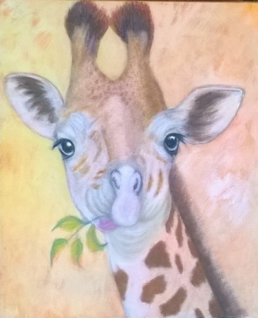 Painting titled "GIRAFE" by Jean-Louis Delmas, Original Artwork, Oil