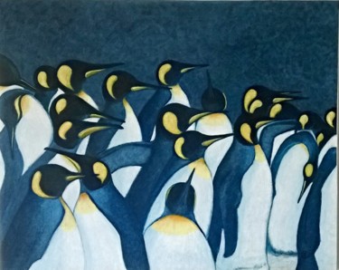 Painting titled "PINGUINS" by Jean-Louis Delmas, Original Artwork, Oil