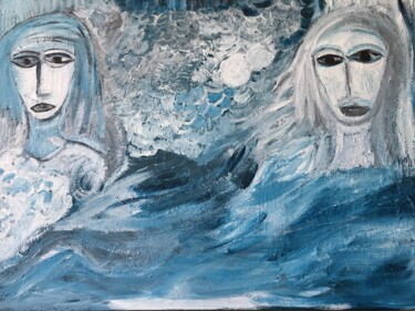 Painting titled "nageuses" by Josiane Kerherve, Original Artwork, Acrylic